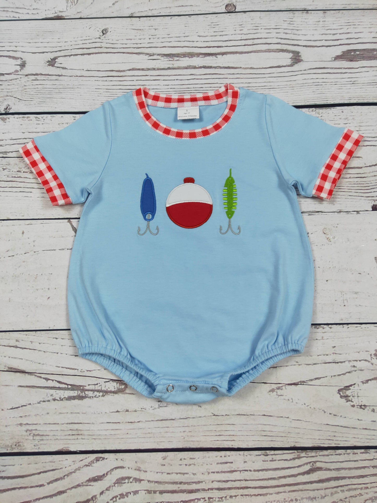 Lure Appliqué Fishing Baby Boy Bubble