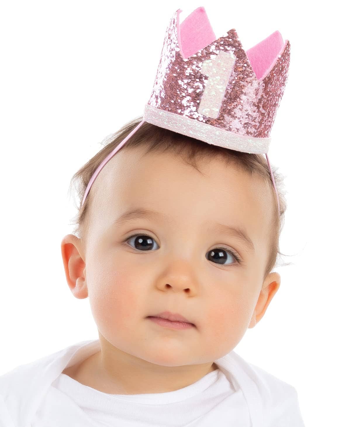 1st Birthday Crown Baby Headband - Pink