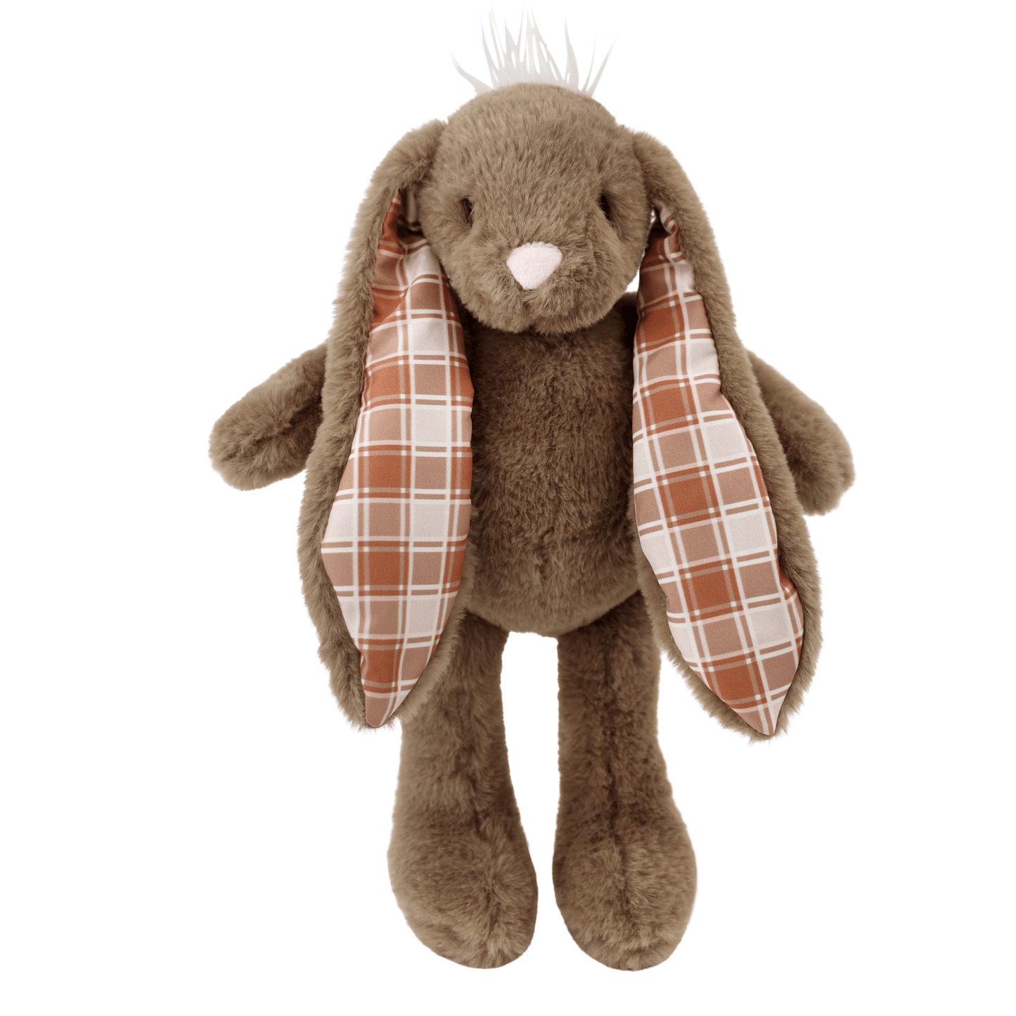 Plushible Plaid-Eared Bunny Brown Stuffed Plush Toy