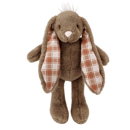 Plushible Plaid-Eared Bunny Brown Stuffed Plush Toy