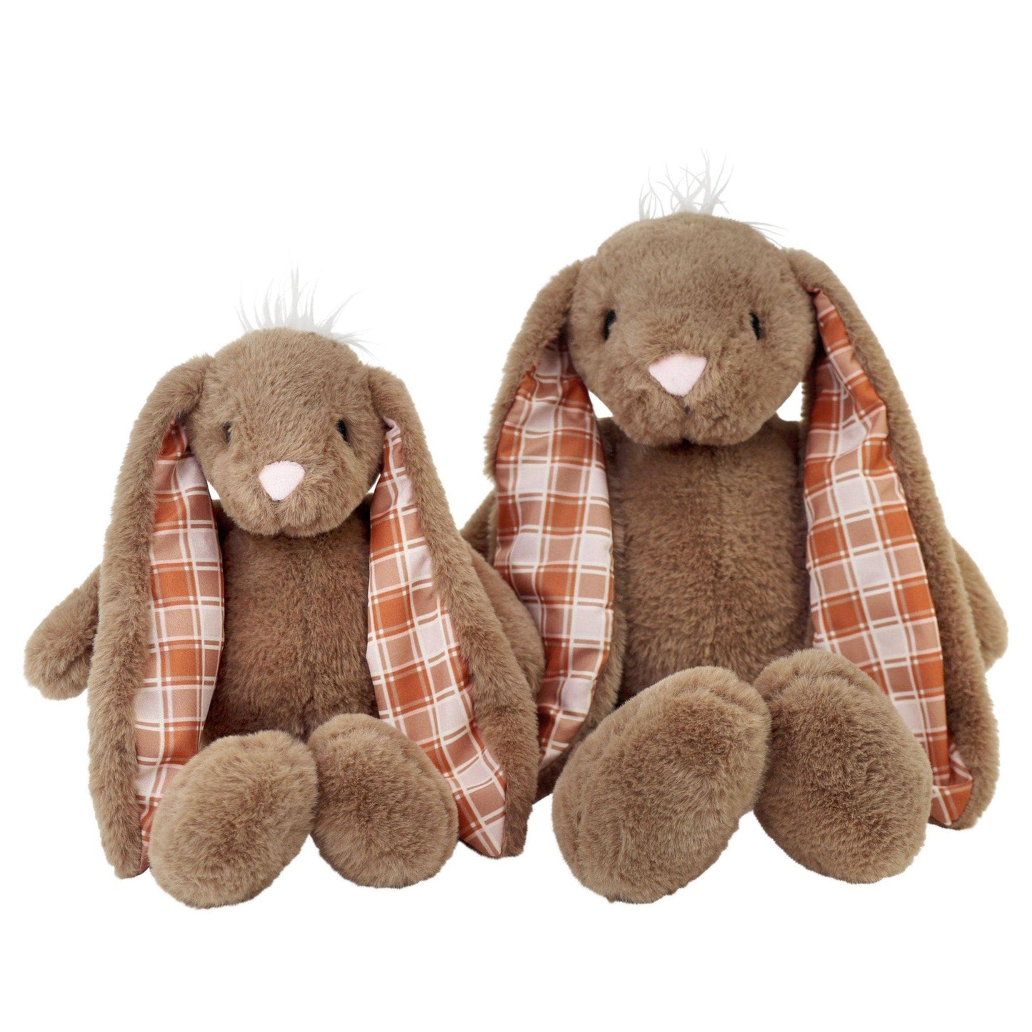 Plushible Plaid-Eared Bunny Brown Stuffed Plush Toy
