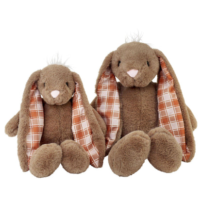 Plushible Plaid-Eared Bunny Brown Stuffed Plush Toy