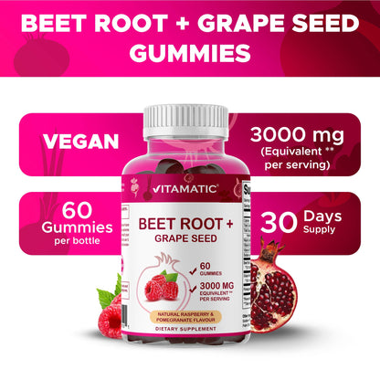 Vitamatic Beet Root | Natural Energy Support | 3000mg |60 Ct