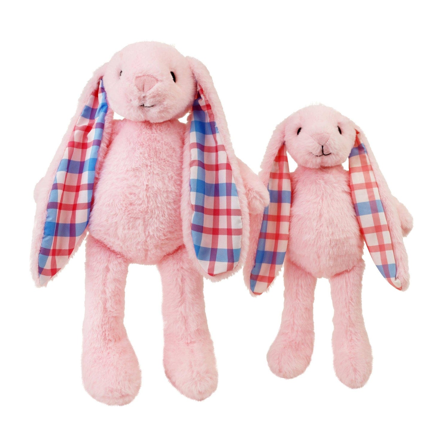 Plushible Plaid Eared Bunny Pink Stuffed Plush Toy