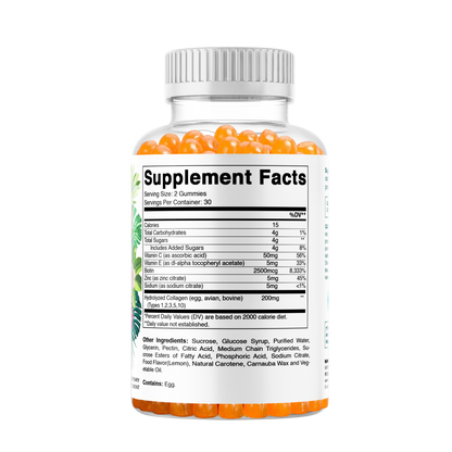 Vitamatic Hydrolyzed Collagen Gummies| Zinc and Biotin| 60ct