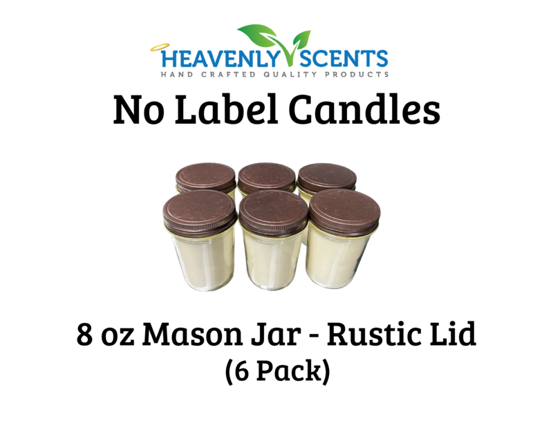 8oz Mason Jar Soy Candles - Rustic  Lid  - 6 Pack No Label