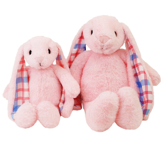 Plushible Plaid Eared Bunny Pink Stuffed Plush Toy