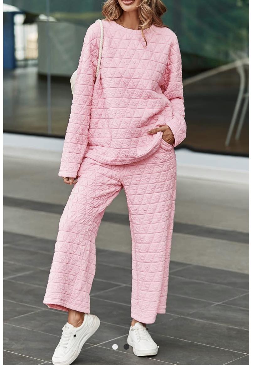 Solid Quilted Pullover Lounge Wear