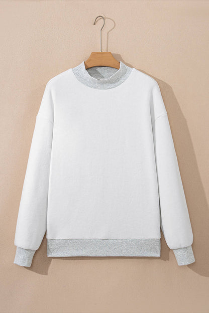 Drop Shoulder Blank Reversible Mock Neck Sweatshirt S-4X