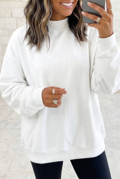 Drop Shoulder Blank Reversible Mock Neck Sweatshirt S-4X