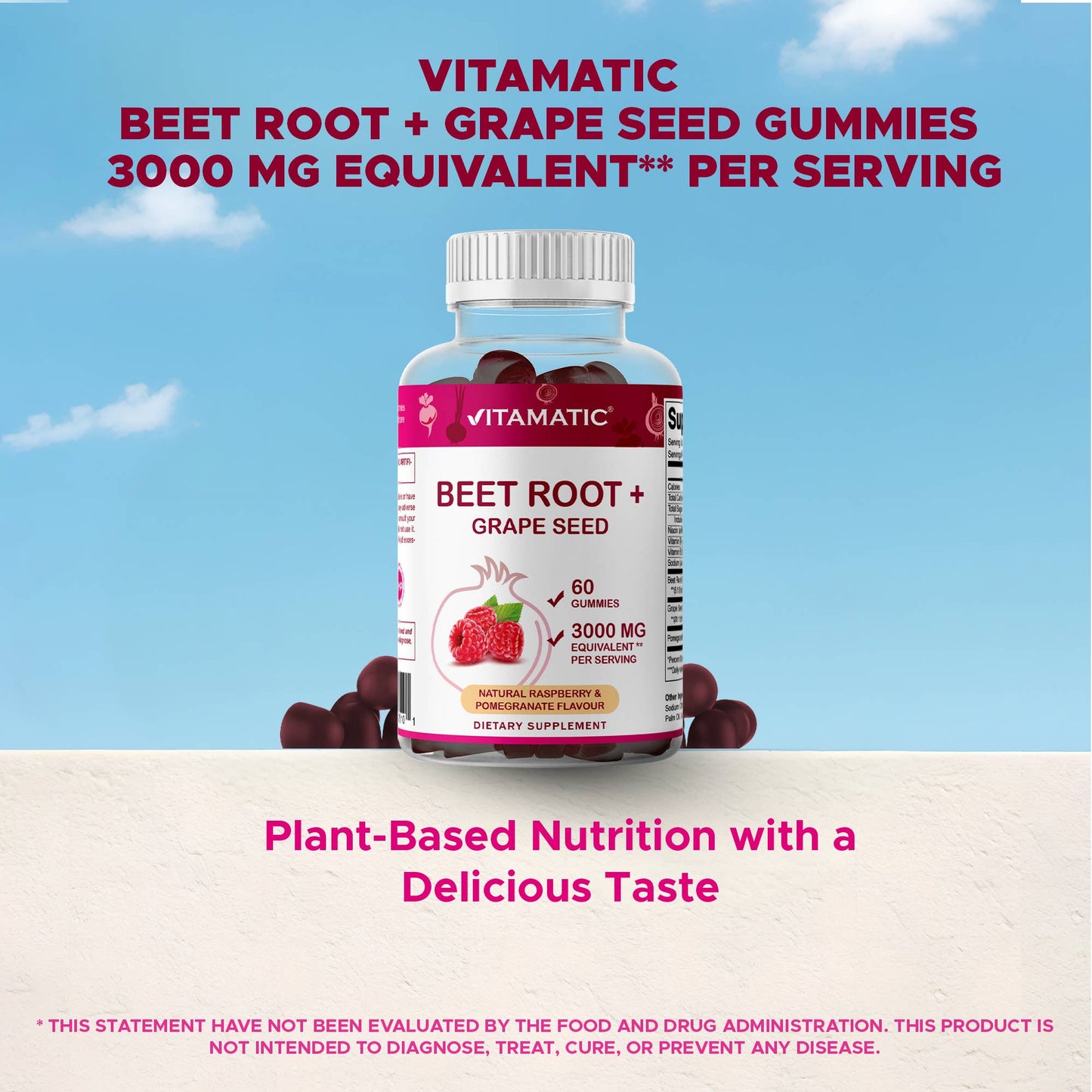 Vitamatic Beet Root | Natural Energy Support | 3000mg |60 Ct