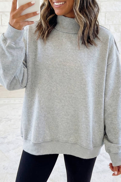 Drop Shoulder Blank Reversible Mock Neck Sweatshirt S-4X