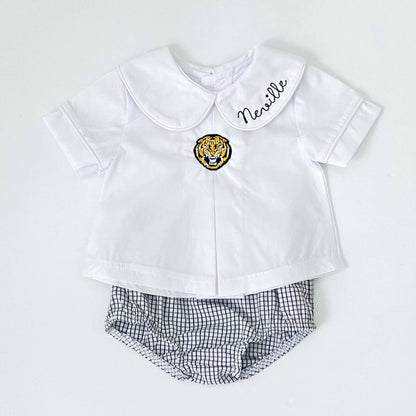 Pleated Peter Pan Diaper Shirt - Boy
