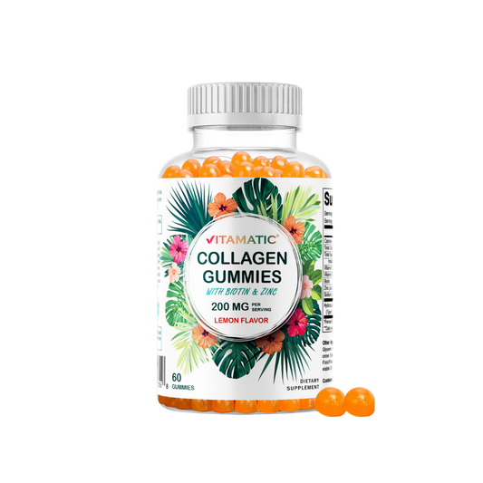 Vitamatic Hydrolyzed Collagen Gummies| Zinc and Biotin| 60ct