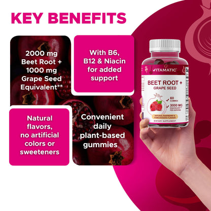 Vitamatic Beet Root | Natural Energy Support | 3000mg |60 Ct