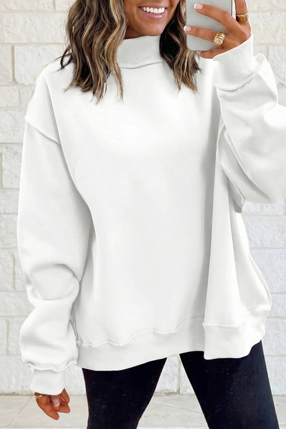 Drop Shoulder Blank Reversible Mock Neck Sweatshirt S-4X