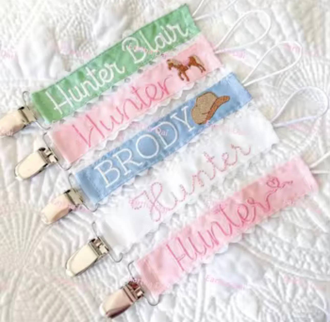 Pacifier Clip, Monogram-able Assorted Colors
