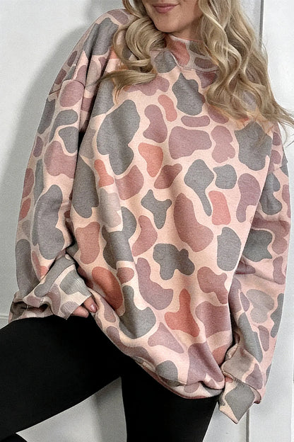 Camo Western Tunic Pullover Mock Neck Sweatshirt S-4X