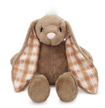 Plushible Plaid-Eared Bunny Brown Stuffed Plush Toy