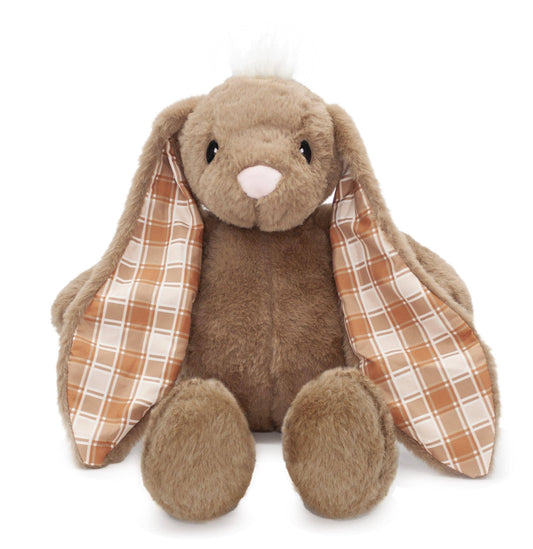 Plushible Plaid-Eared Bunny Brown Stuffed Plush Toy