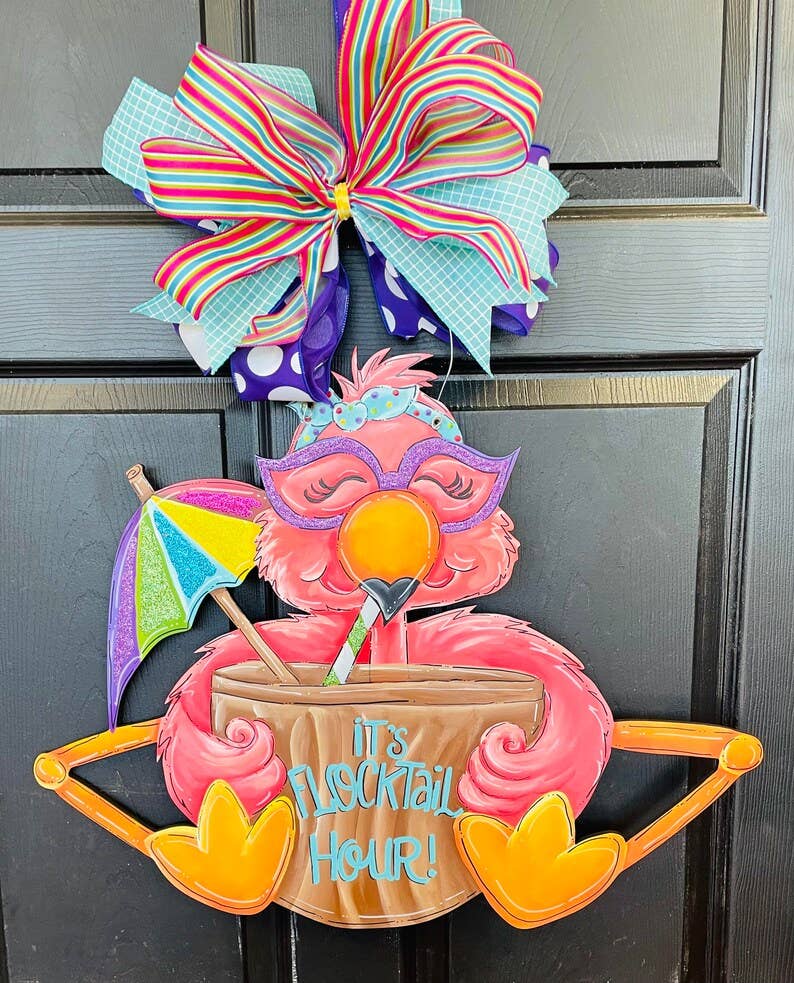 Summer Flamingo With A Drink—Flocktail Hour