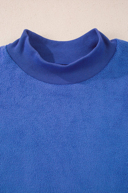 Drop Shoulder Blank Reversible Mock Neck Sweatshirt S-4X