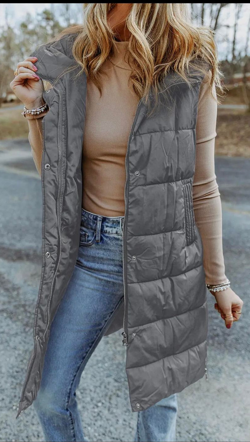 Longline Quilted Hooded Vest – Storytime Boutique