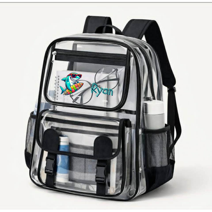 Personalized Clear Backpack--Black