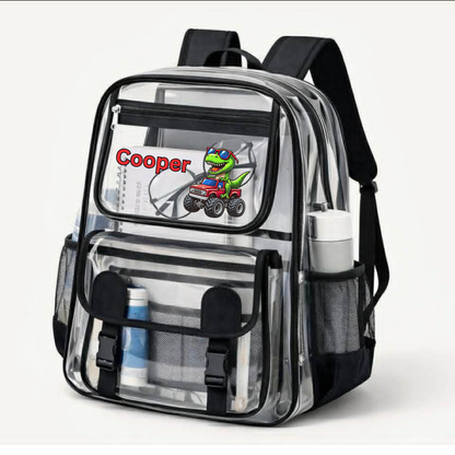Personalized Clear Backpack--Black
