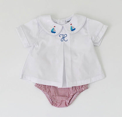 Pleated Peter Pan Diaper Shirt - Boy