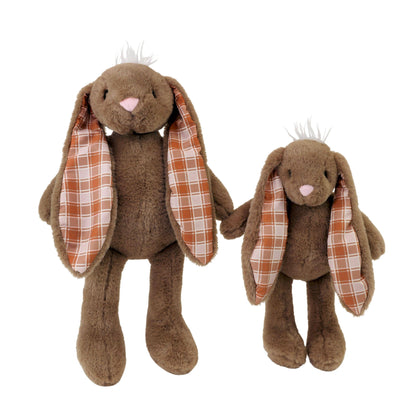 Plushible Plaid-Eared Bunny Brown Stuffed Plush Toy