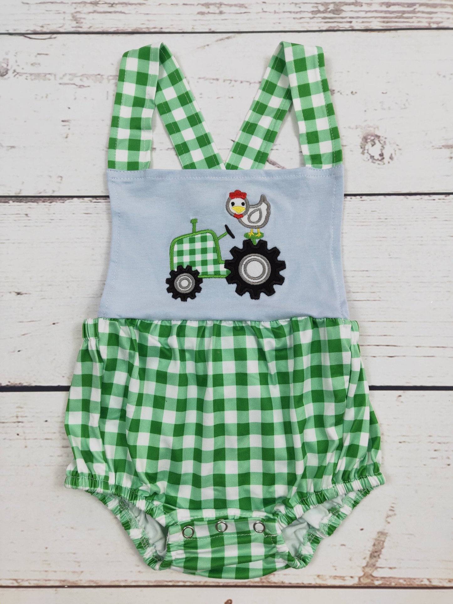 Chicken Tractor Appliqué Boys Bubble
