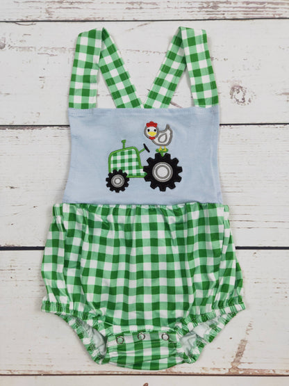 Chicken Tractor Appliqué Boys Bubble