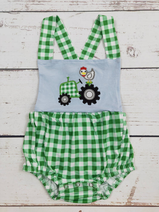 Chicken Tractor Appliqué Boys Bubble