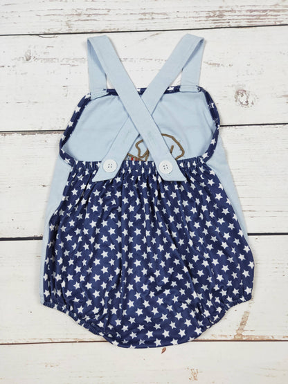 Baby Boy Dog Appliqué Patriotic Bubble