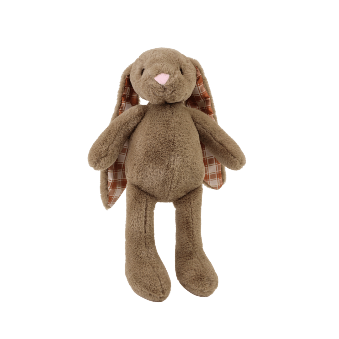 Plushible Plaid-Eared Bunny Brown Stuffed Plush Toy