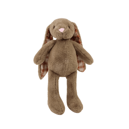 Plushible Plaid-Eared Bunny Brown Stuffed Plush Toy
