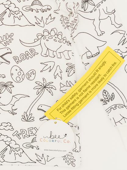 Dinosaur Coloring Pajamas 2 piece set made from Bamboo