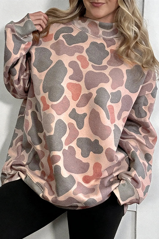 Camo Western Tunic Pullover Mock Neck Sweatshirt S-4X