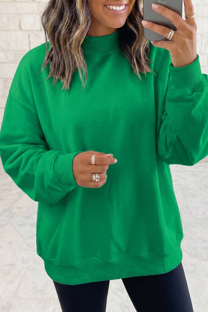 Drop Shoulder Blank Reversible Mock Neck Sweatshirt S-4X