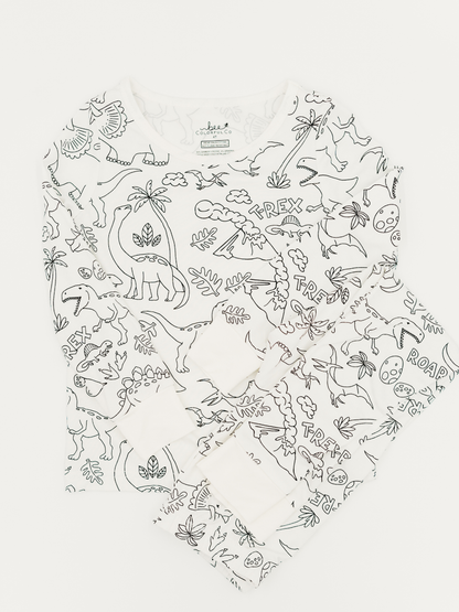 Dinosaur Coloring Pajamas 2 piece set made from Bamboo