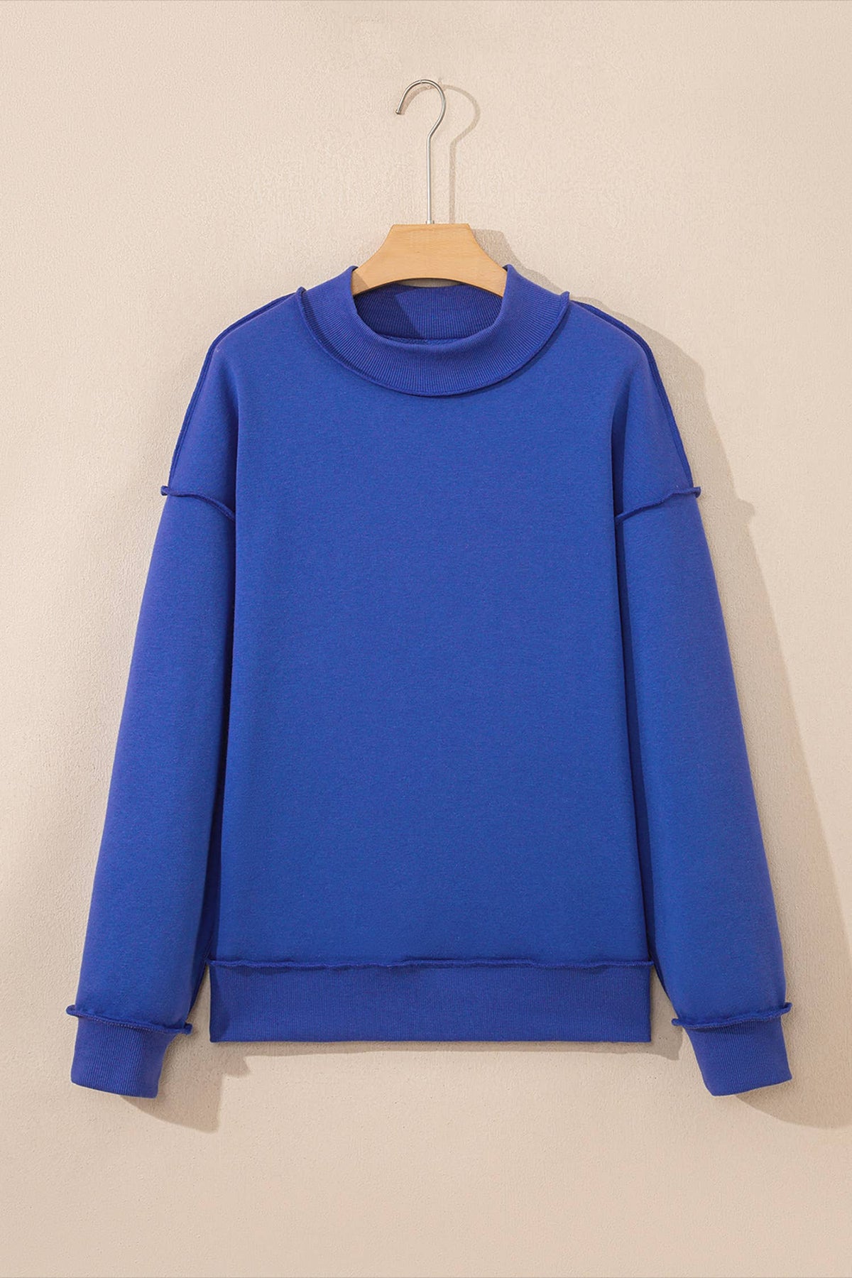 Drop Shoulder Blank Reversible Mock Neck Sweatshirt S-4X
