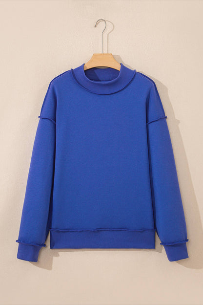 Drop Shoulder Blank Reversible Mock Neck Sweatshirt S-4X