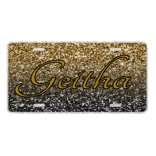 Black and Gold Glitter Ombre Personalized License Plate